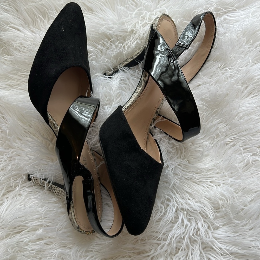 The Limited Black and Python Embossed High Heeled D’Orsay Stiletto Pumps  8.5 - Picture 2 of 7